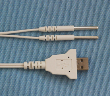 Cordon court de micropulsation  avec sondes en argent pour Silver Pulser  - Prise USB
