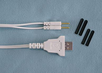 Cordon long de micropulsation Silver Pulser et Bio Tuner pour sondes en caoutchouc et clips oreilles- Prise USB